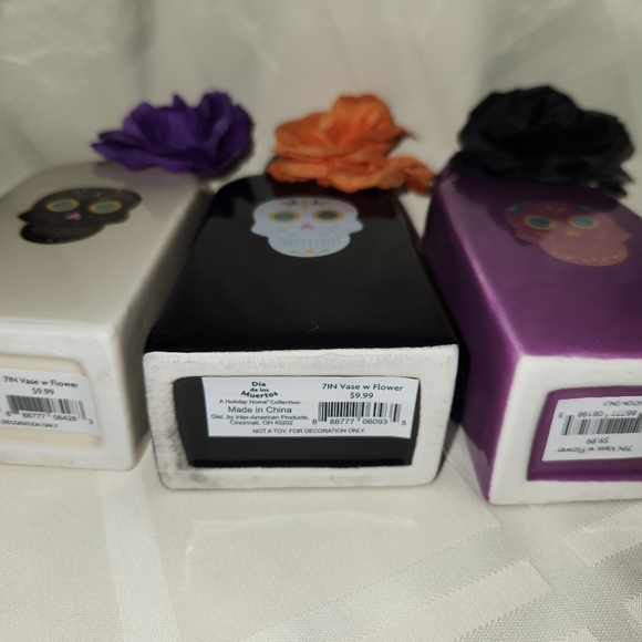3 pc Sugar Skull Vases - Picture 4 of 8